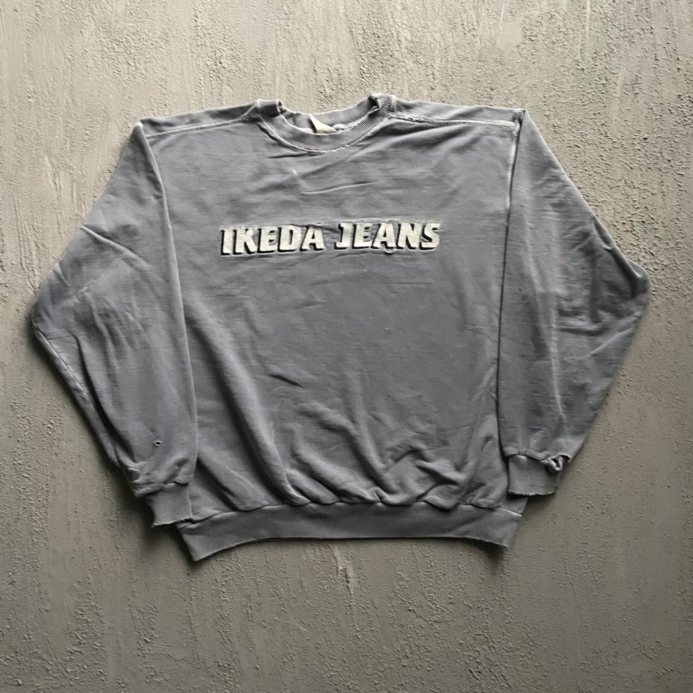 Vintage Ikeda Jeans Sweatshirt Mens XL Grey 90s‎ distresesd
